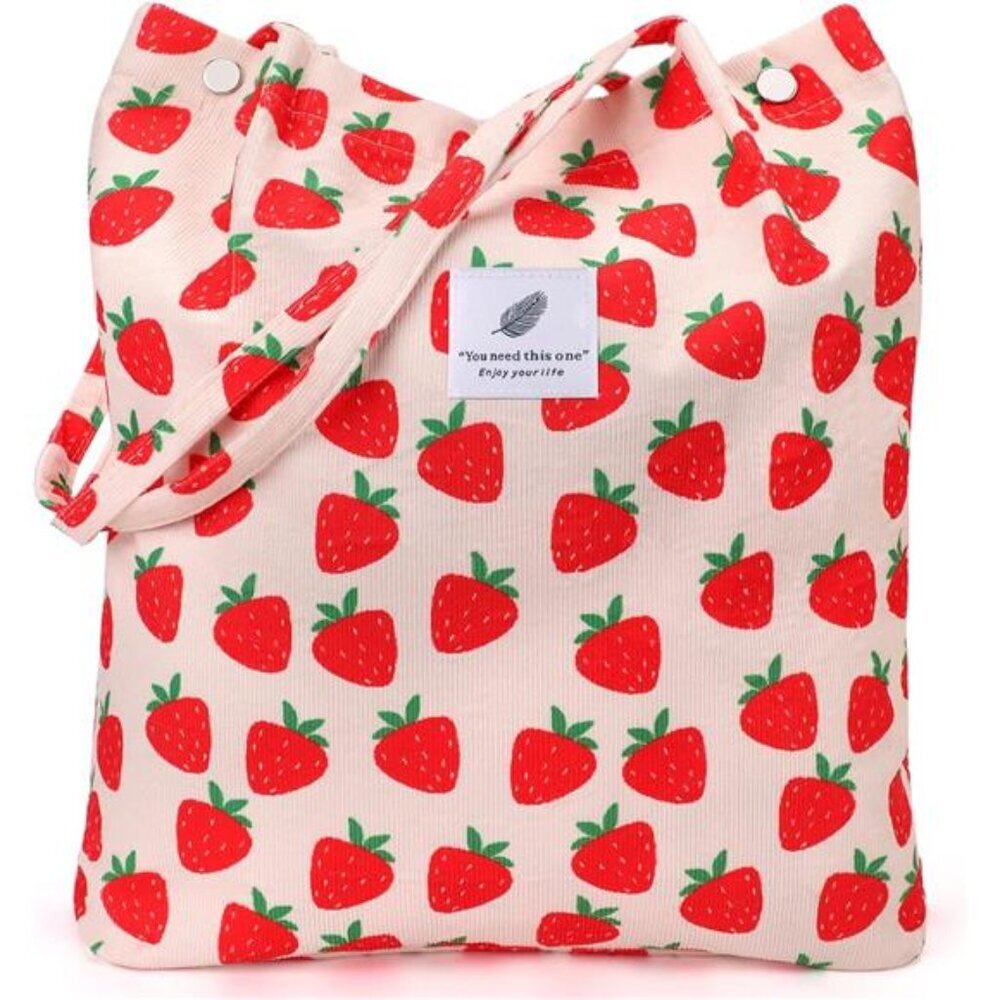 Corduroy Tote Bag Large Shoulder Bag Reusable Grocery Travel School Handbag